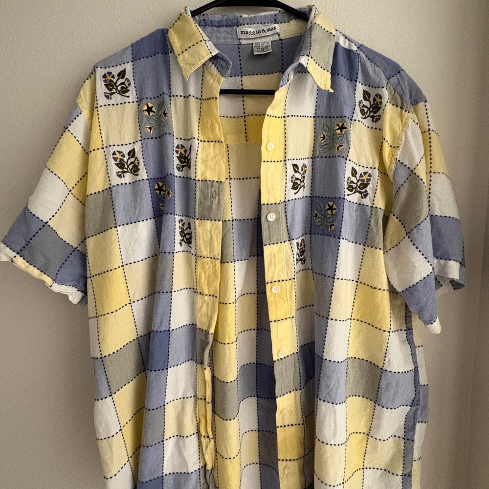 Plaid Embroidered Button Up Shirt
